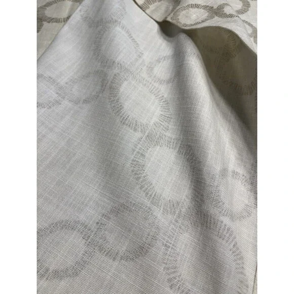 Pair of Tahari Home Cream Geometric Panel Window Curtain Drape 50”W x 84”L - Picture 5 of 8